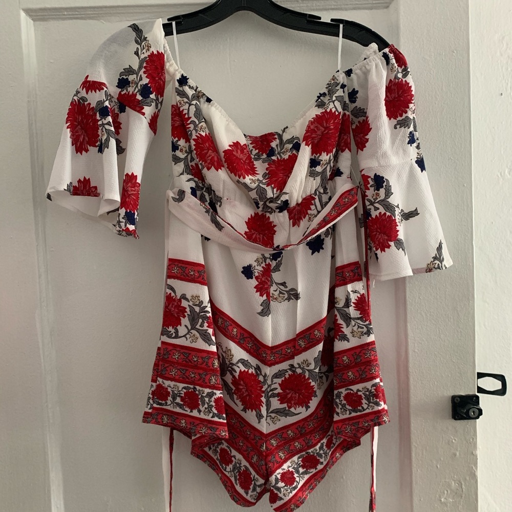 Floral off the shoulder romper